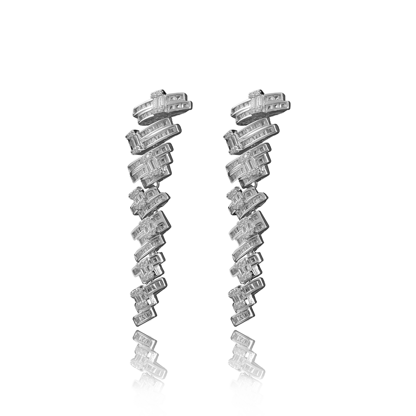 Modern 925 Silver Baguette Earrings