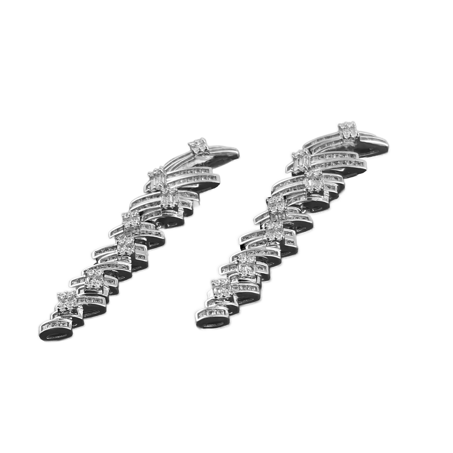 Modern 925 Silver Baguette Earrings