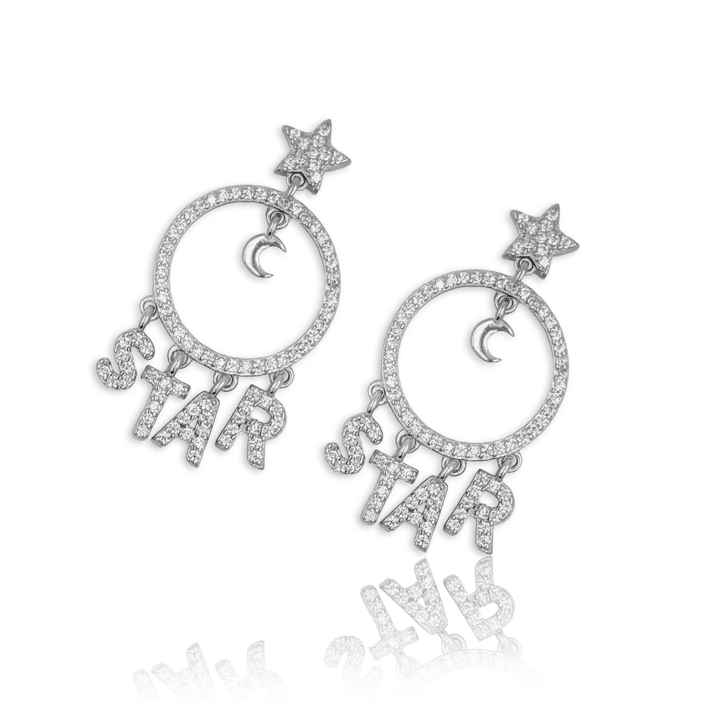 Celestial STAR Hoop Earrings – Moon & Star Charm