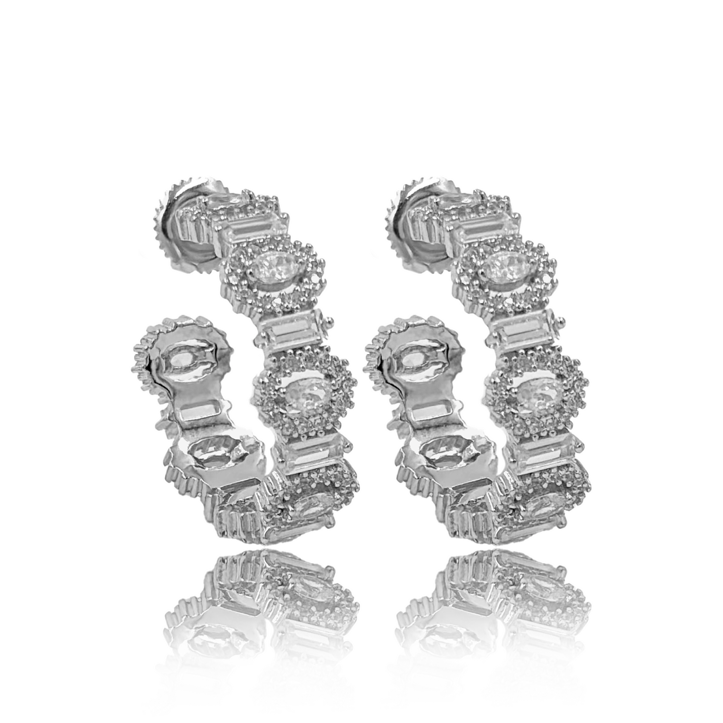 Radiant Crystal-Studded Hoop Earrings