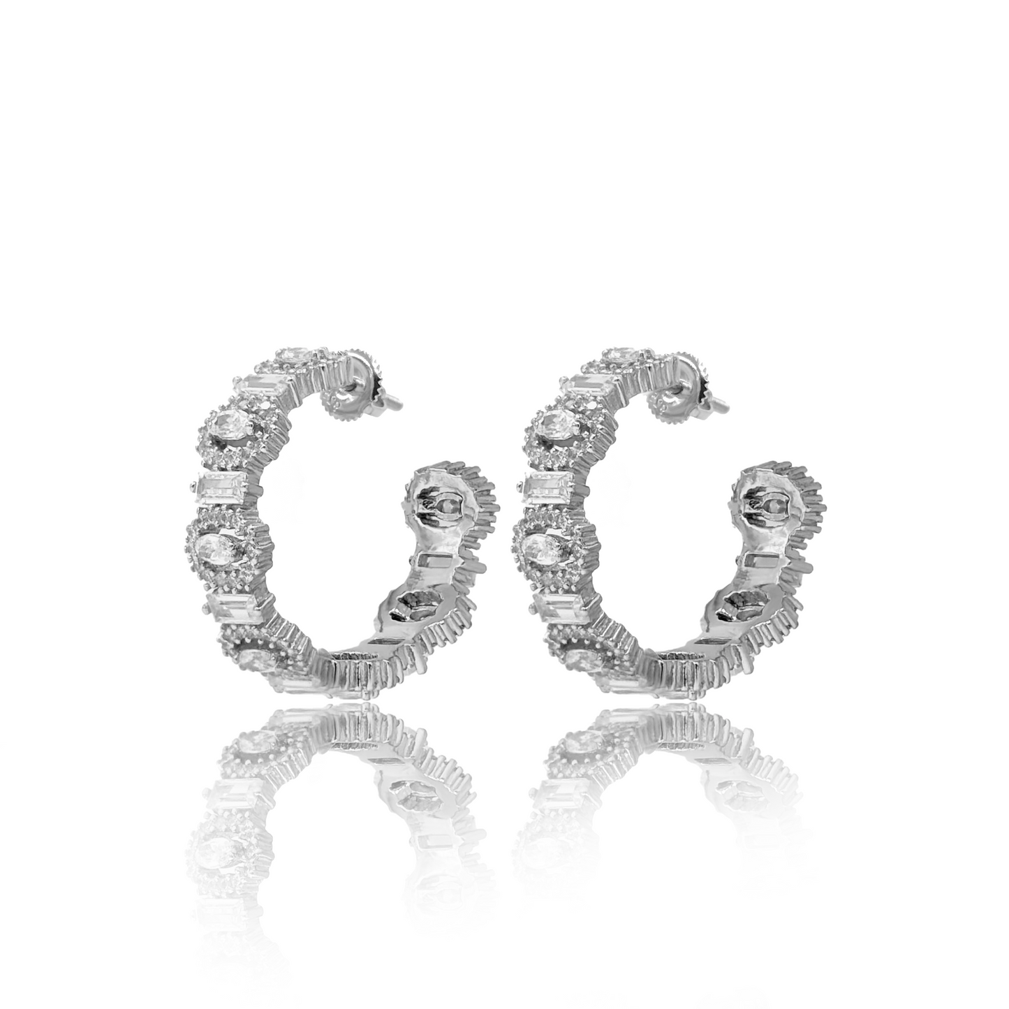 Radiant Crystal-Studded Hoop Earrings