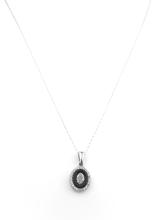 Sterling Silver Onyx Circle Necklace