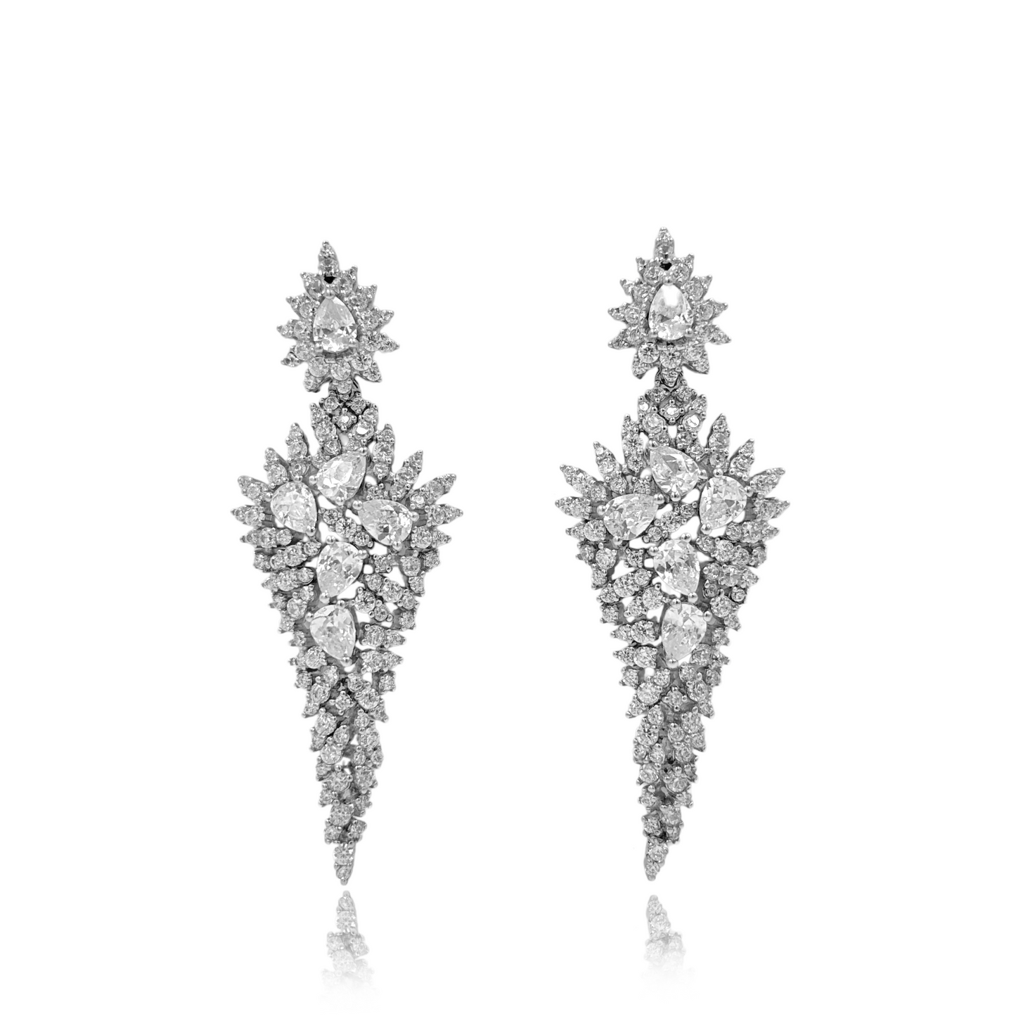 Ethereal Leaf Cluster Silver Earrings
