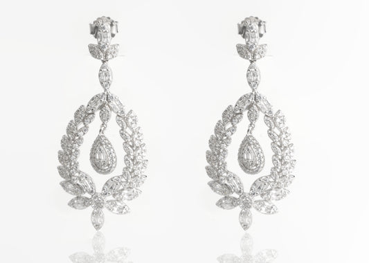 Sterling Silver Floral Chandelier Earrings
