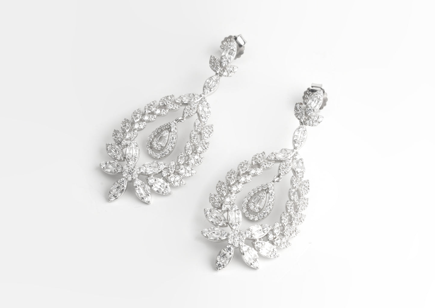 Sterling Silver Floral Chandelier Earrings