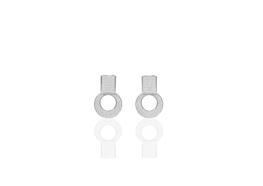 Silver Geometric Circle Earrings