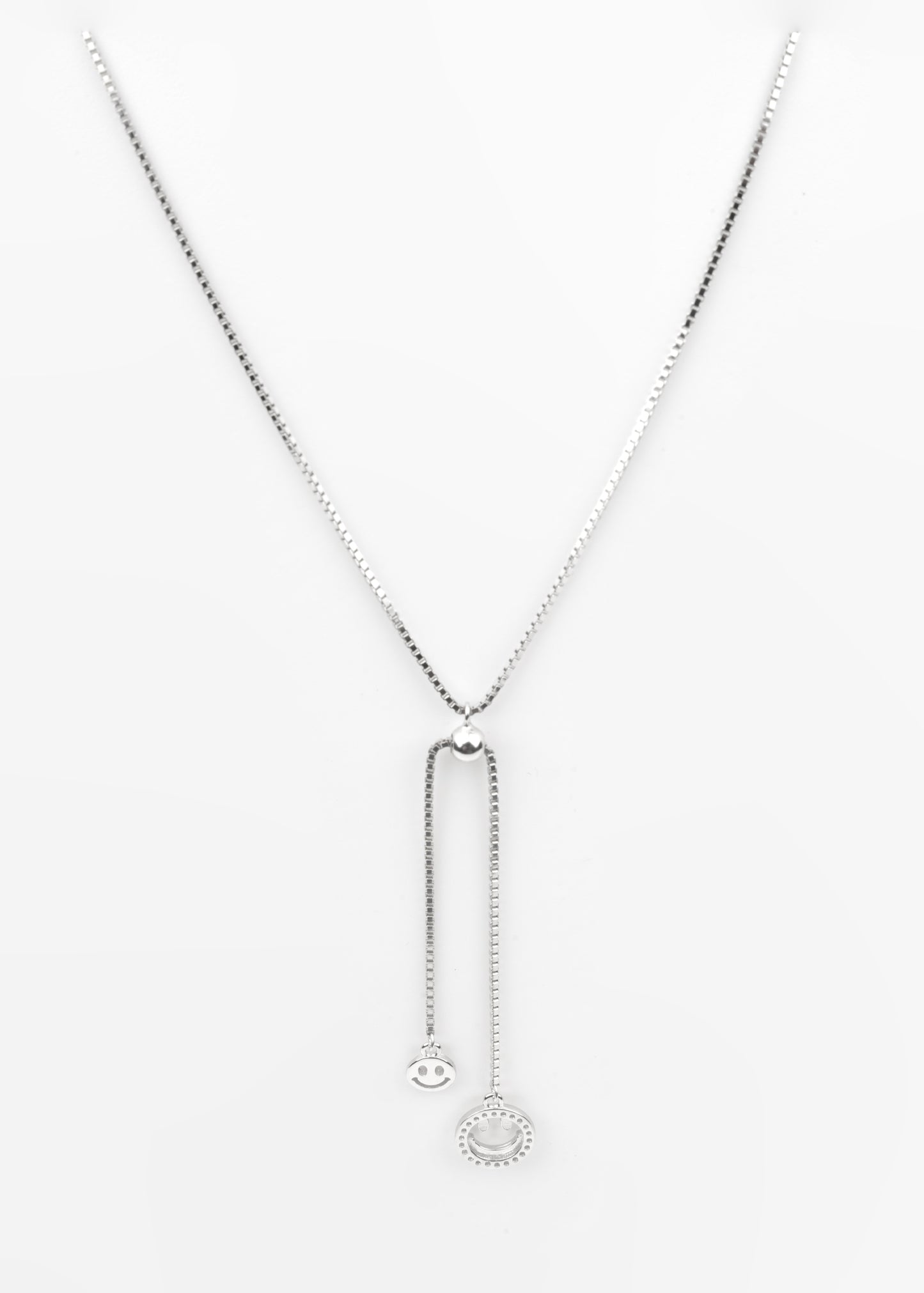Sterling Silver Smiley Lariat Necklace