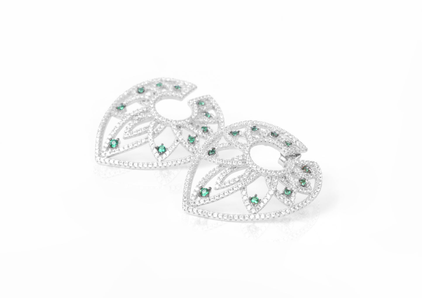 Emerald Bloom Silver Studs