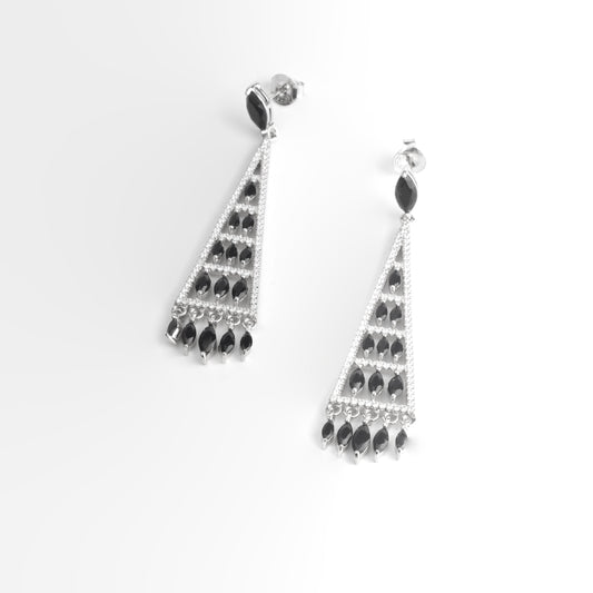 Sterling Silver Onyx Chandelier Earrings