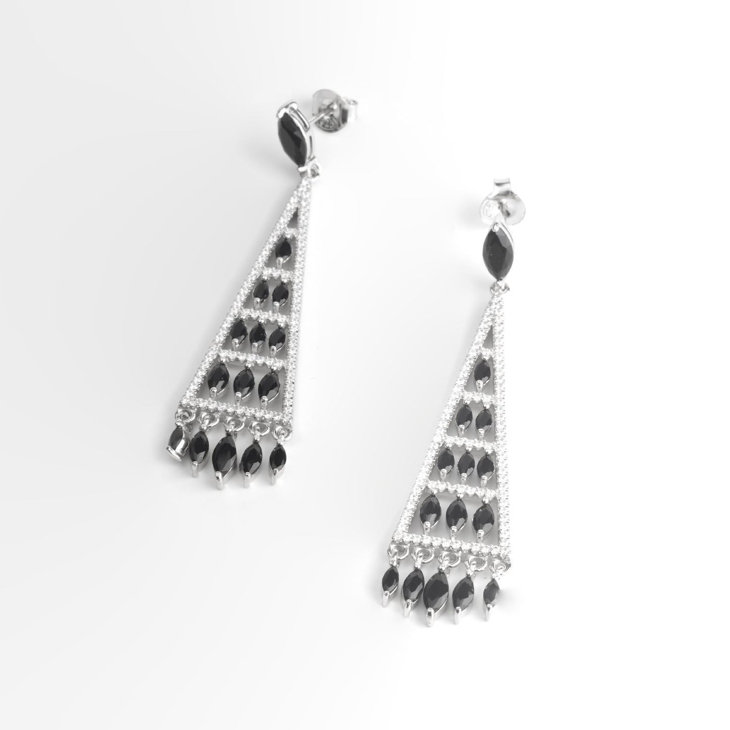 Sterling Silver Onyx Chandelier Earrings