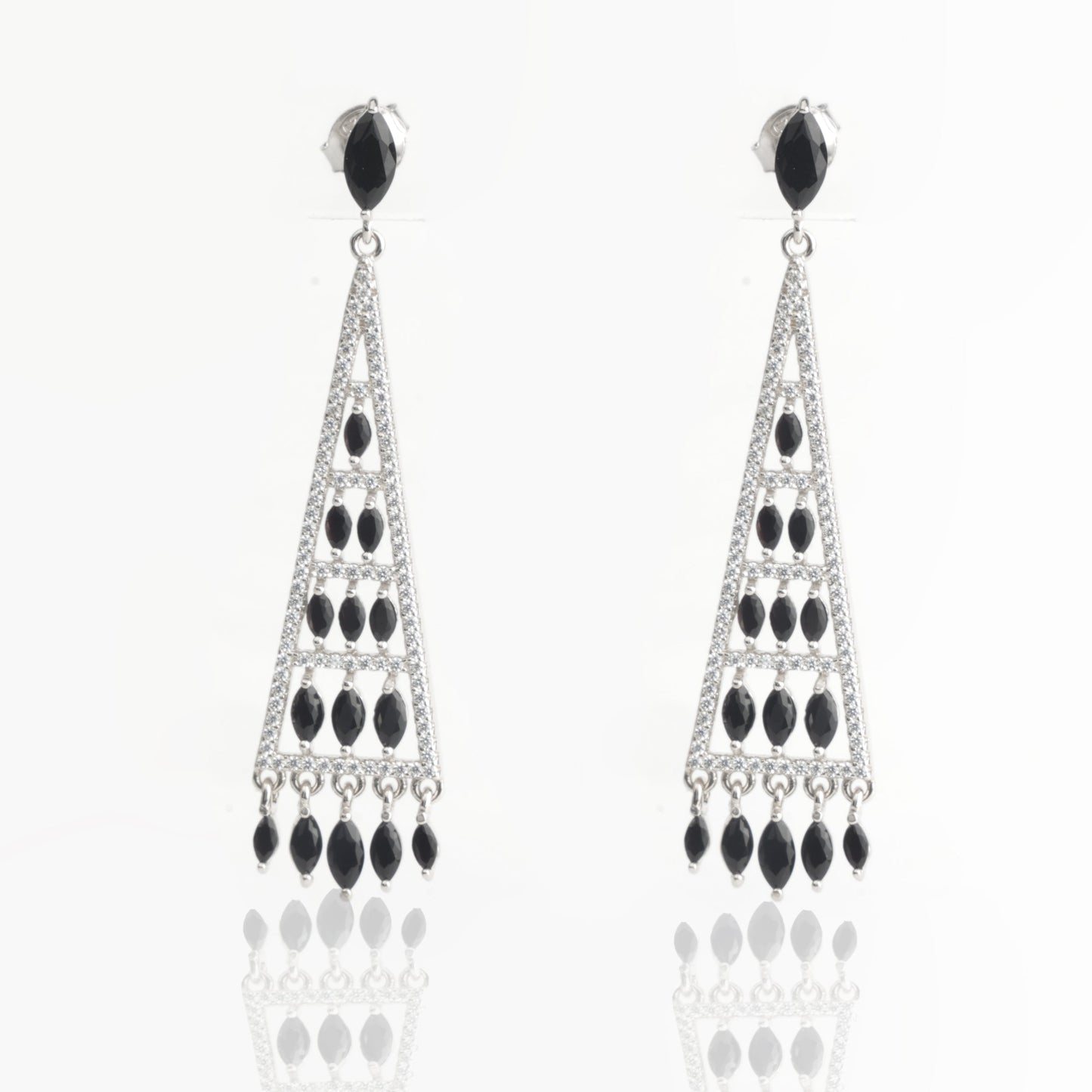 Sterling Silver Onyx Chandelier Earrings