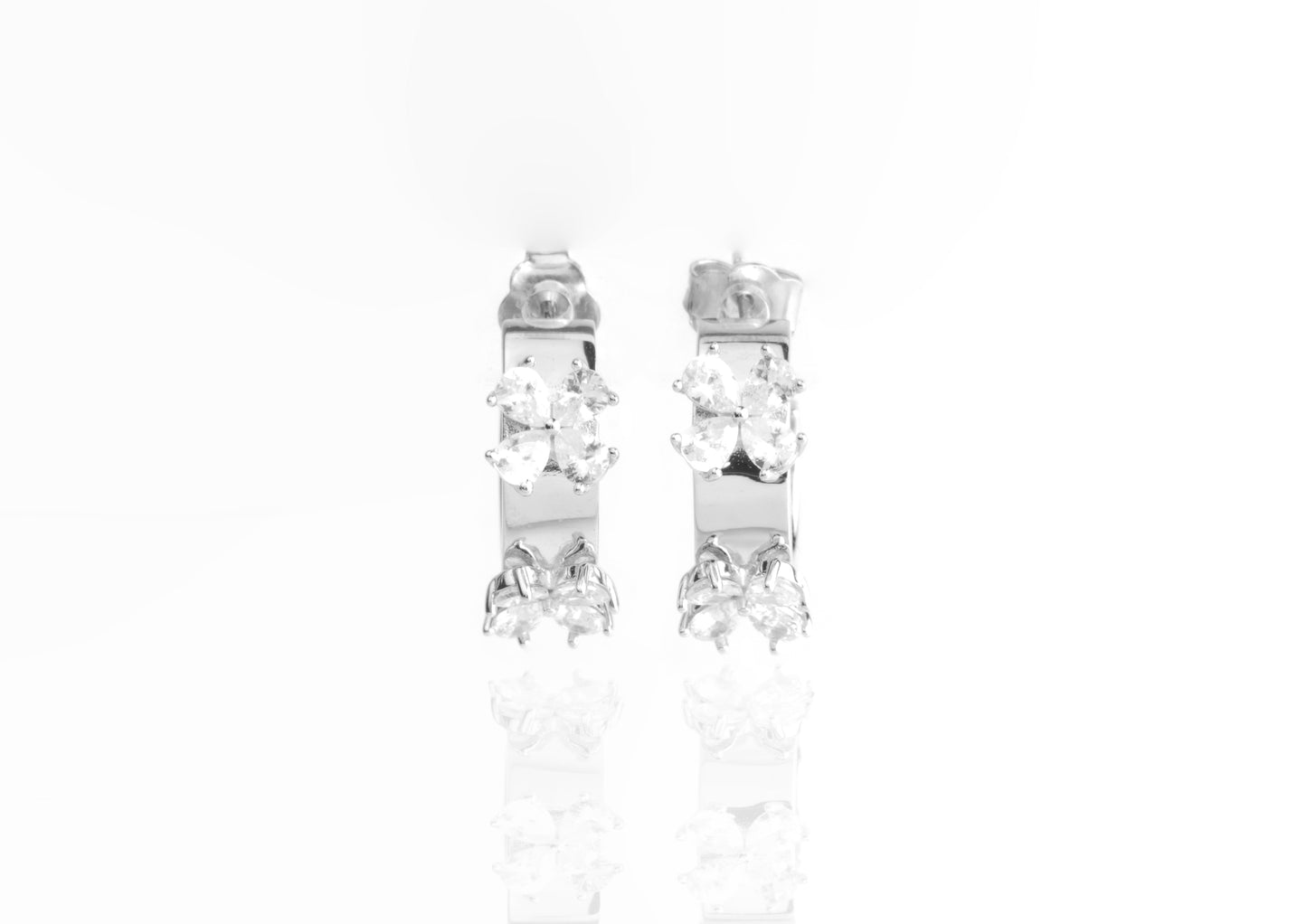 Sterling Silver Cluster Hoop Earrings