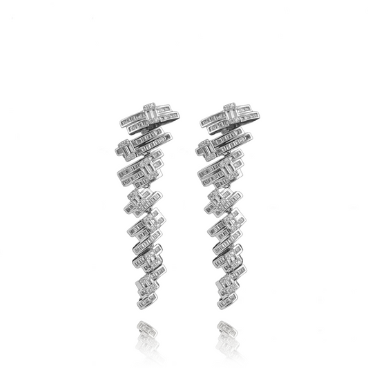 Modern 925 Silver Baguette Earrings