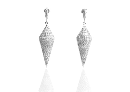 Silver Pave Spike Dangle Earrings