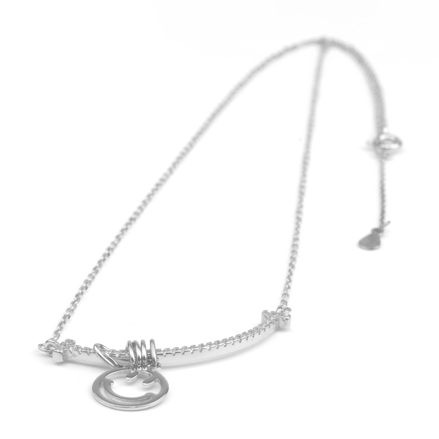 Sterling Silver Smiley Face Pendant Necklace