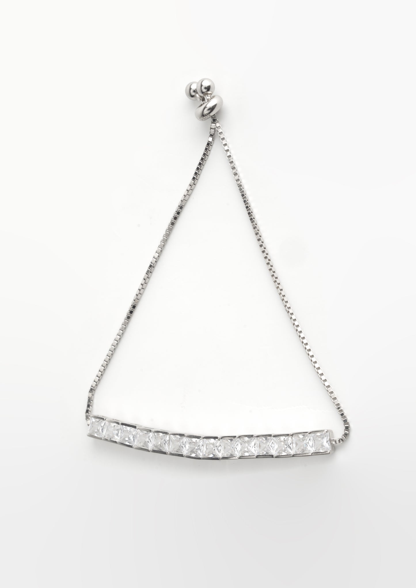 Silver Square Gemstone Bracelet