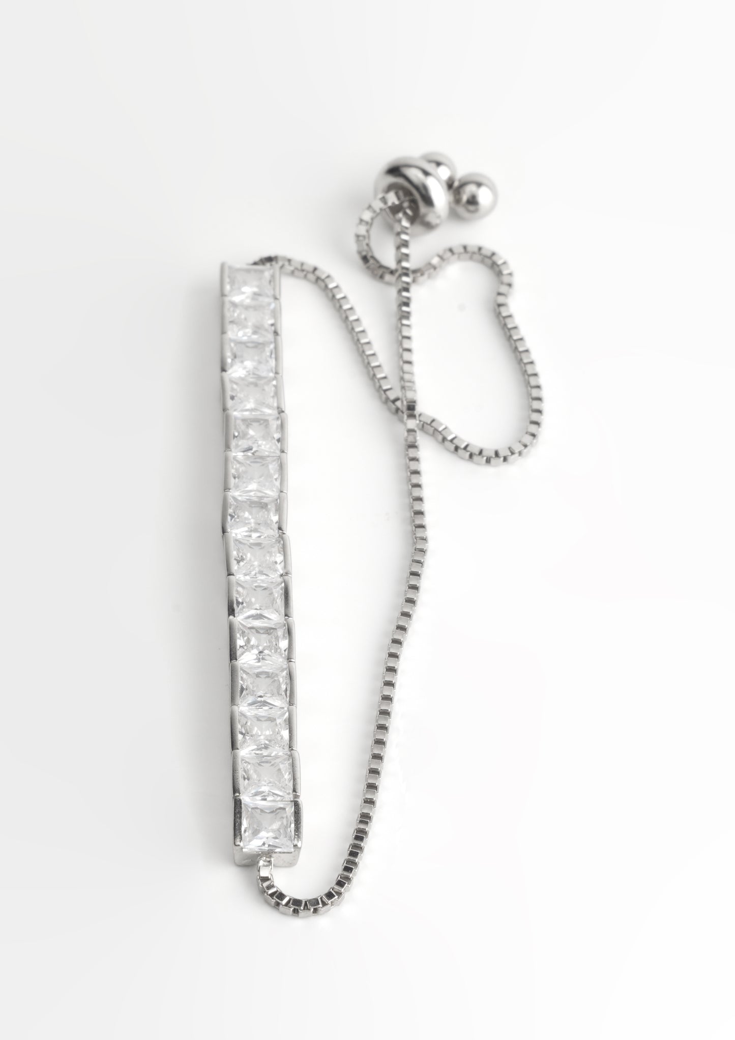 Silver Square Gemstone Bracelet