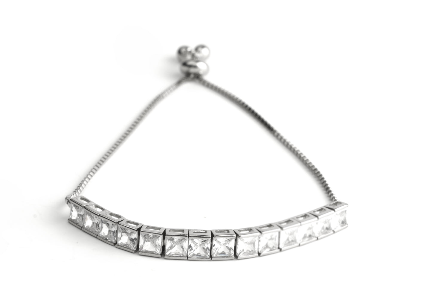 Silver Square Gemstone Bracelet