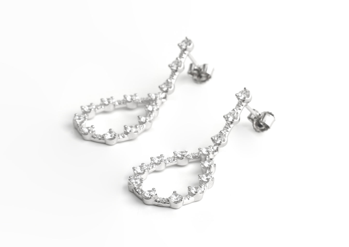 Silver Teardrop Outline Dangle Earrings