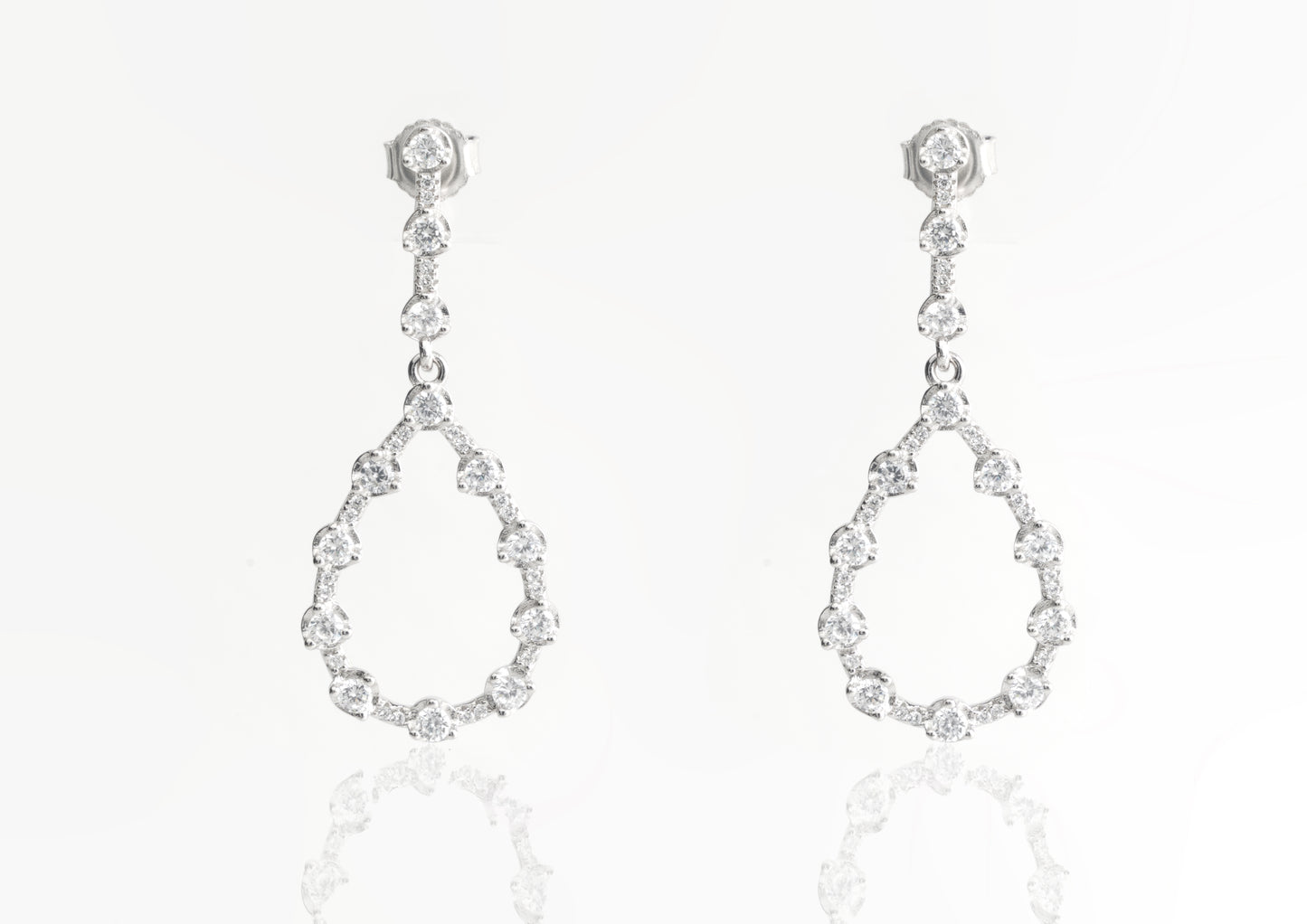 Silver Teardrop Outline Dangle Earrings