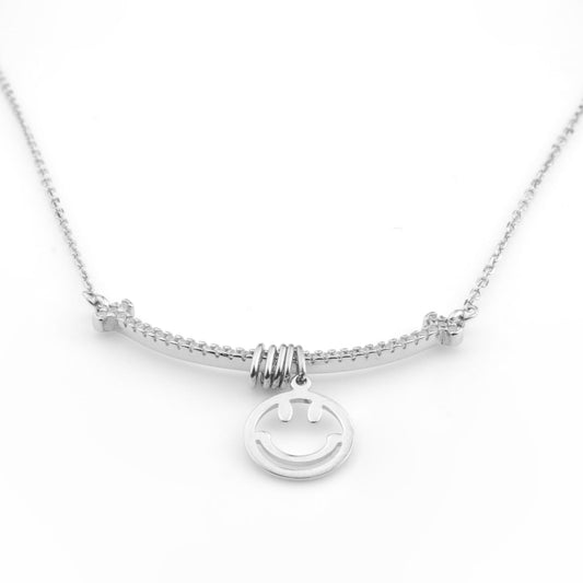 Sterling Silver Smiley Face Pendant Necklace