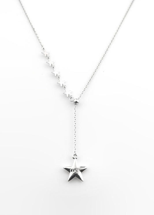 Silver Star Lariat Necklace
