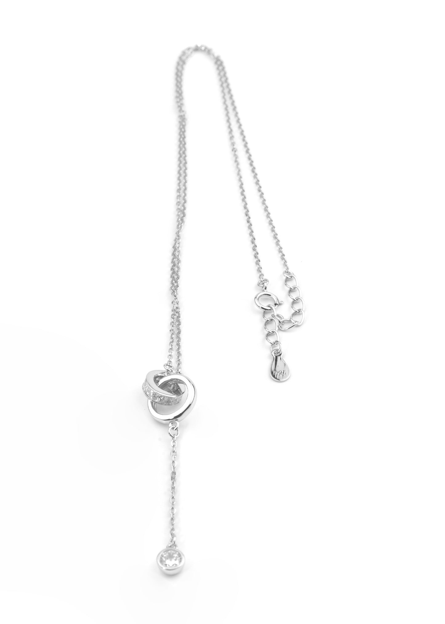 Sterling Silver Interlocked Circle Lariat Necklace