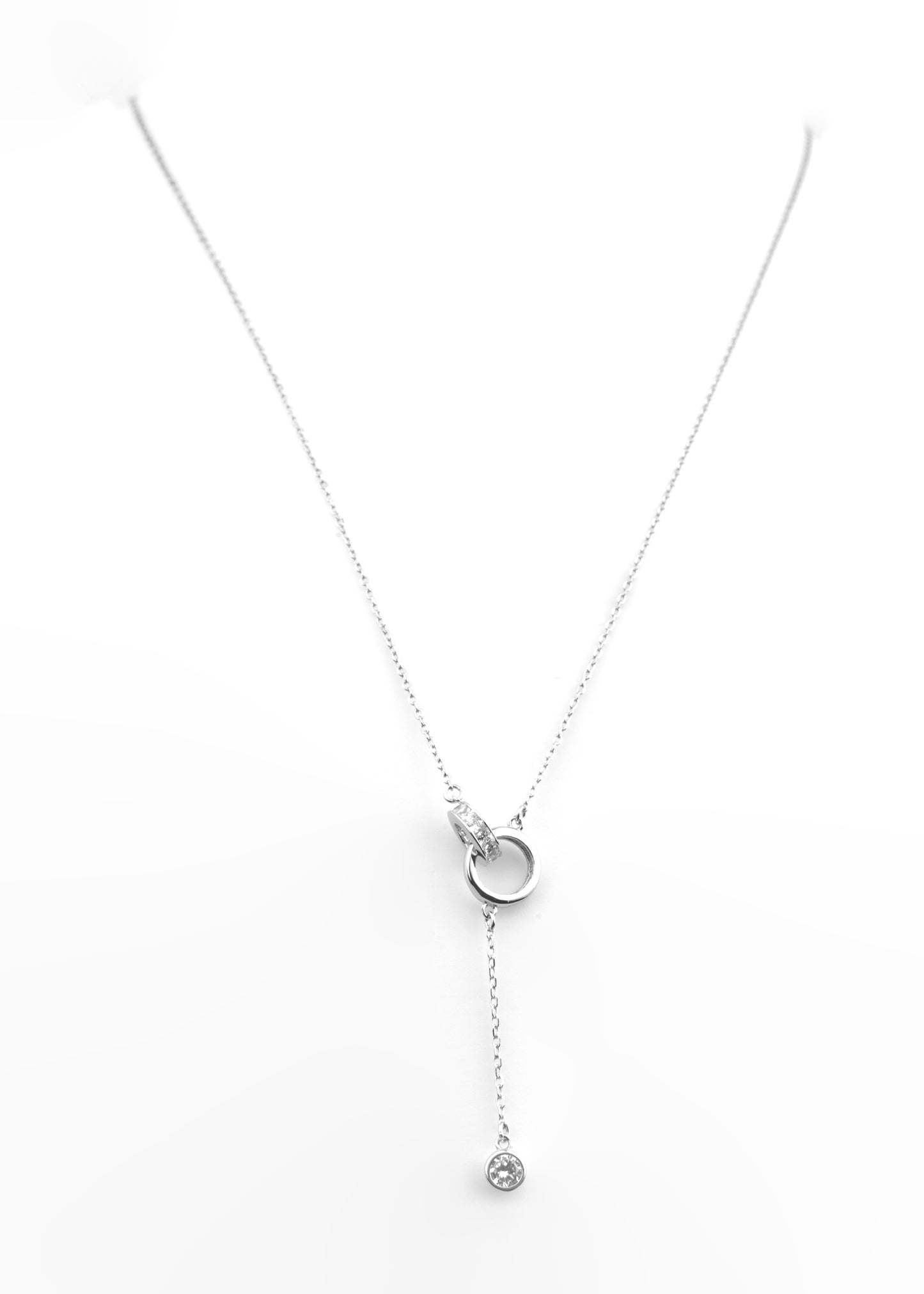 Sterling Silver Interlocked Circle Lariat Necklace