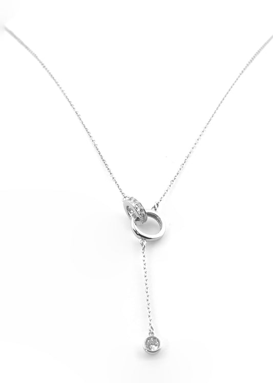Sterling Silver Interlocked Circle Lariat Necklace