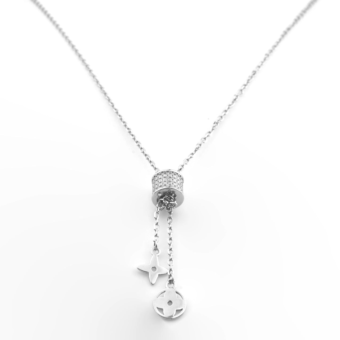 Sterling Silver Cylinder Drop Necklace