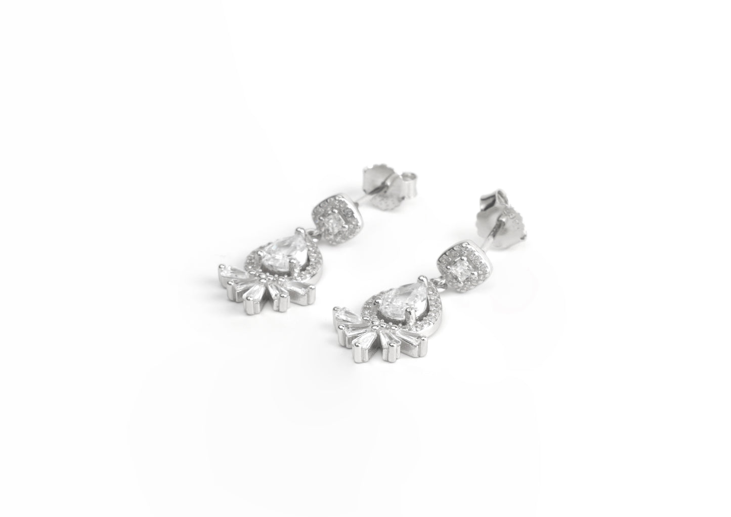 Silver Teardrop Cluster Earrings