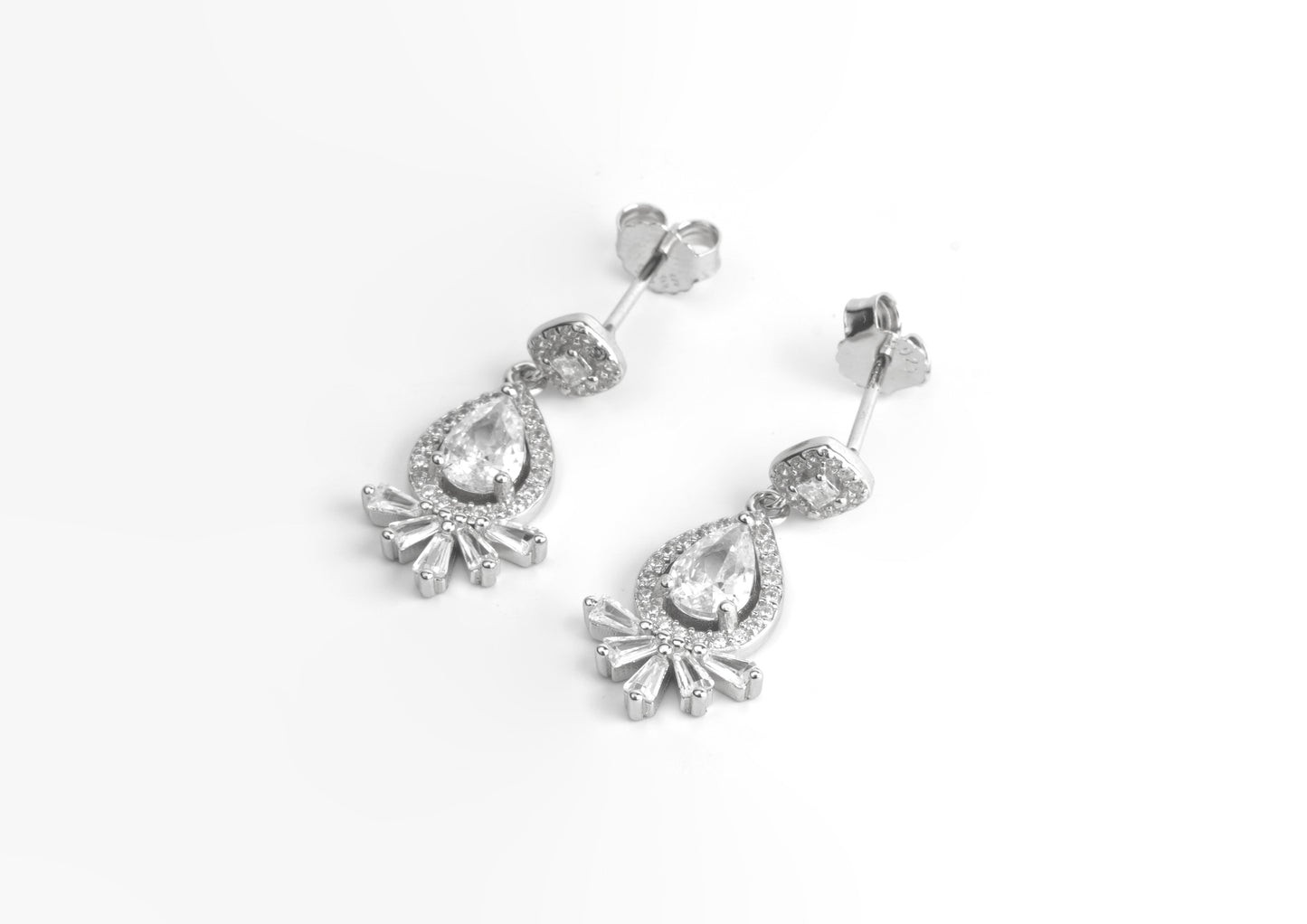 Silver Teardrop Cluster Earrings
