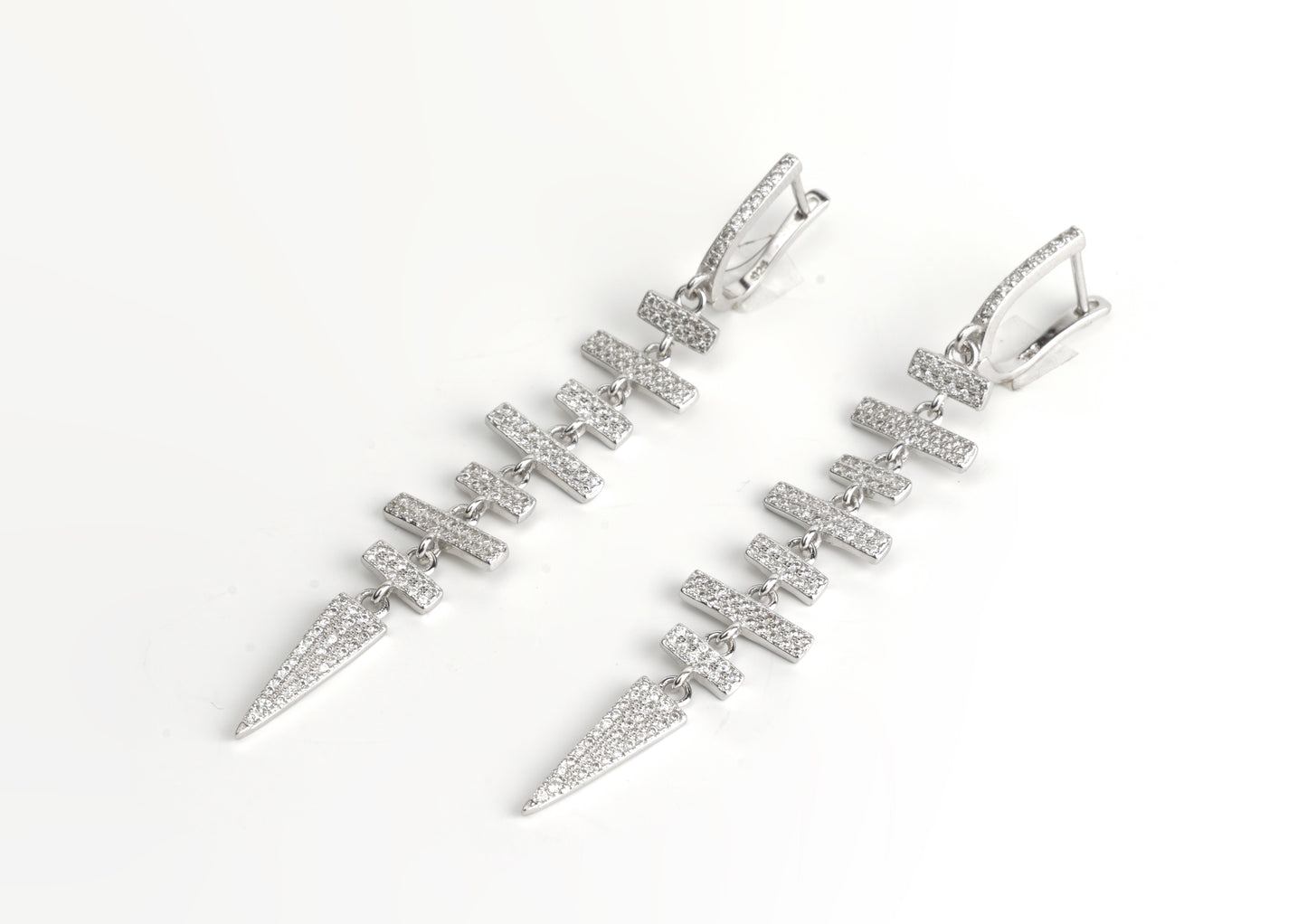 Silver Tiered Spike Dangle Earrings
