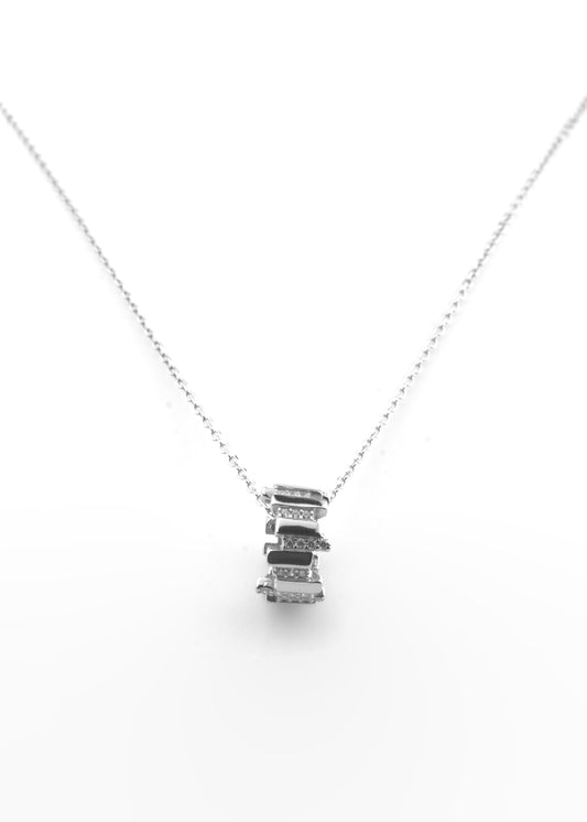 Silver Stacked Rectangle Pendant Necklace