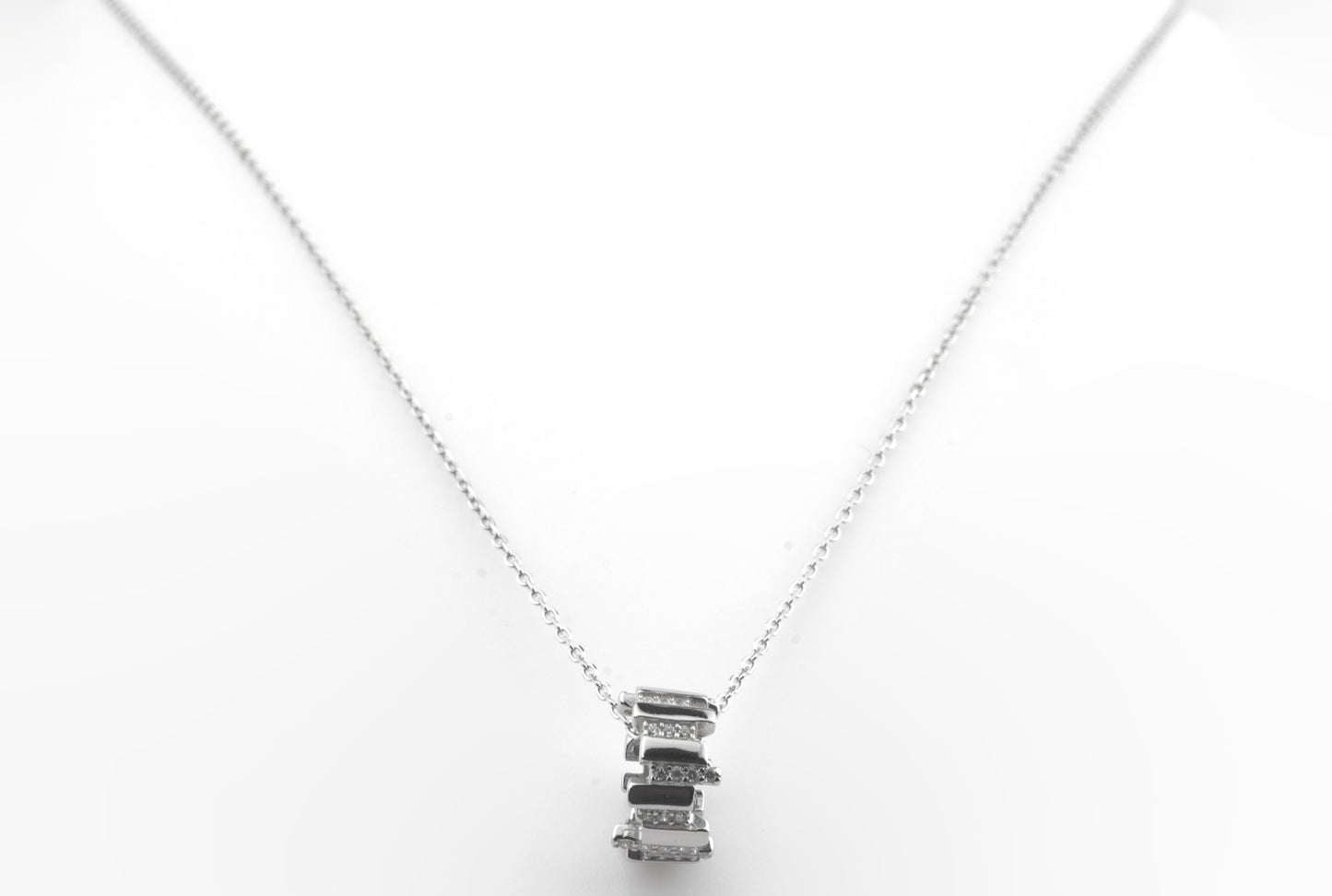 Silver Stacked Rectangle Pendant Necklace