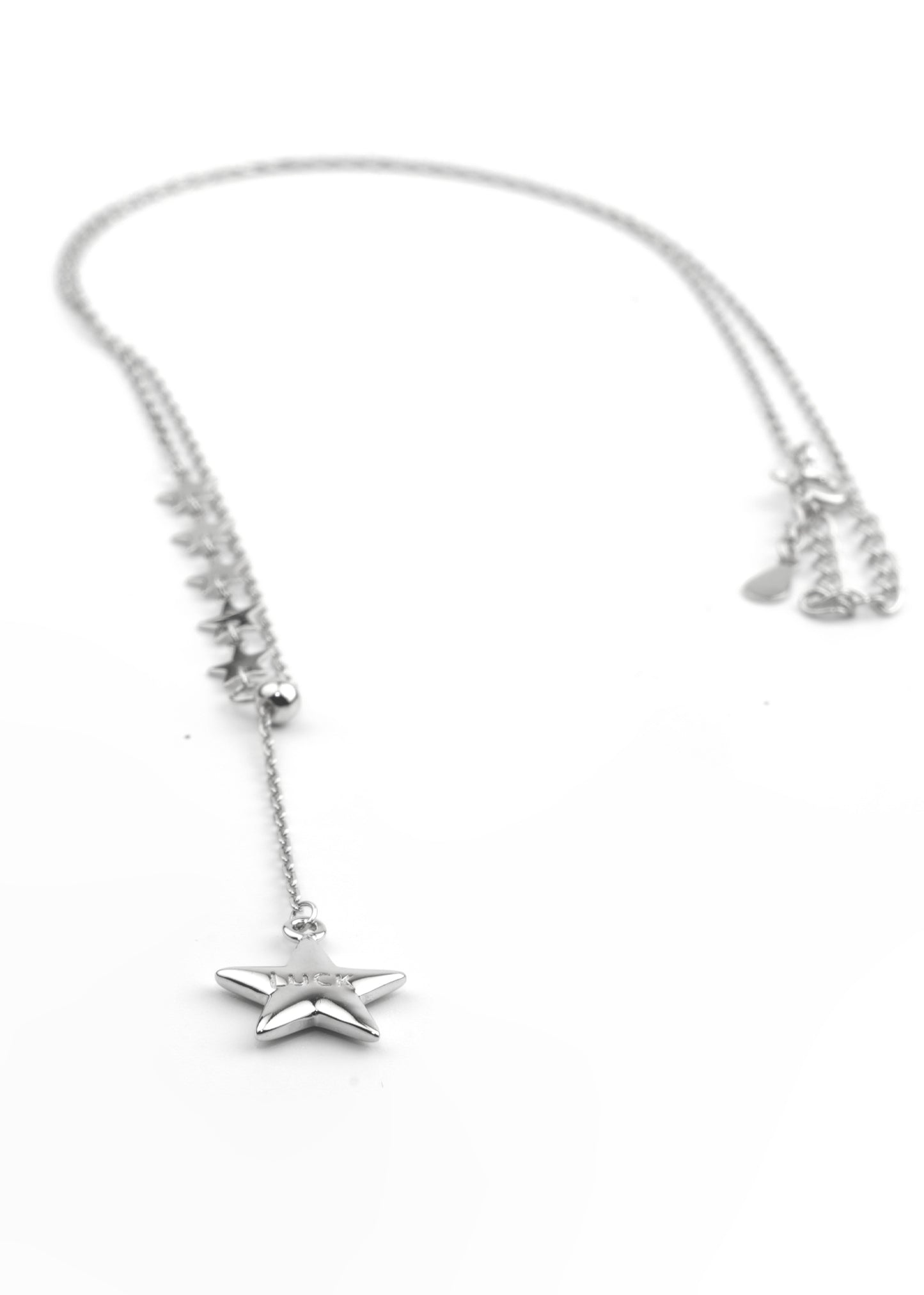 Silver Star Lariat Necklace