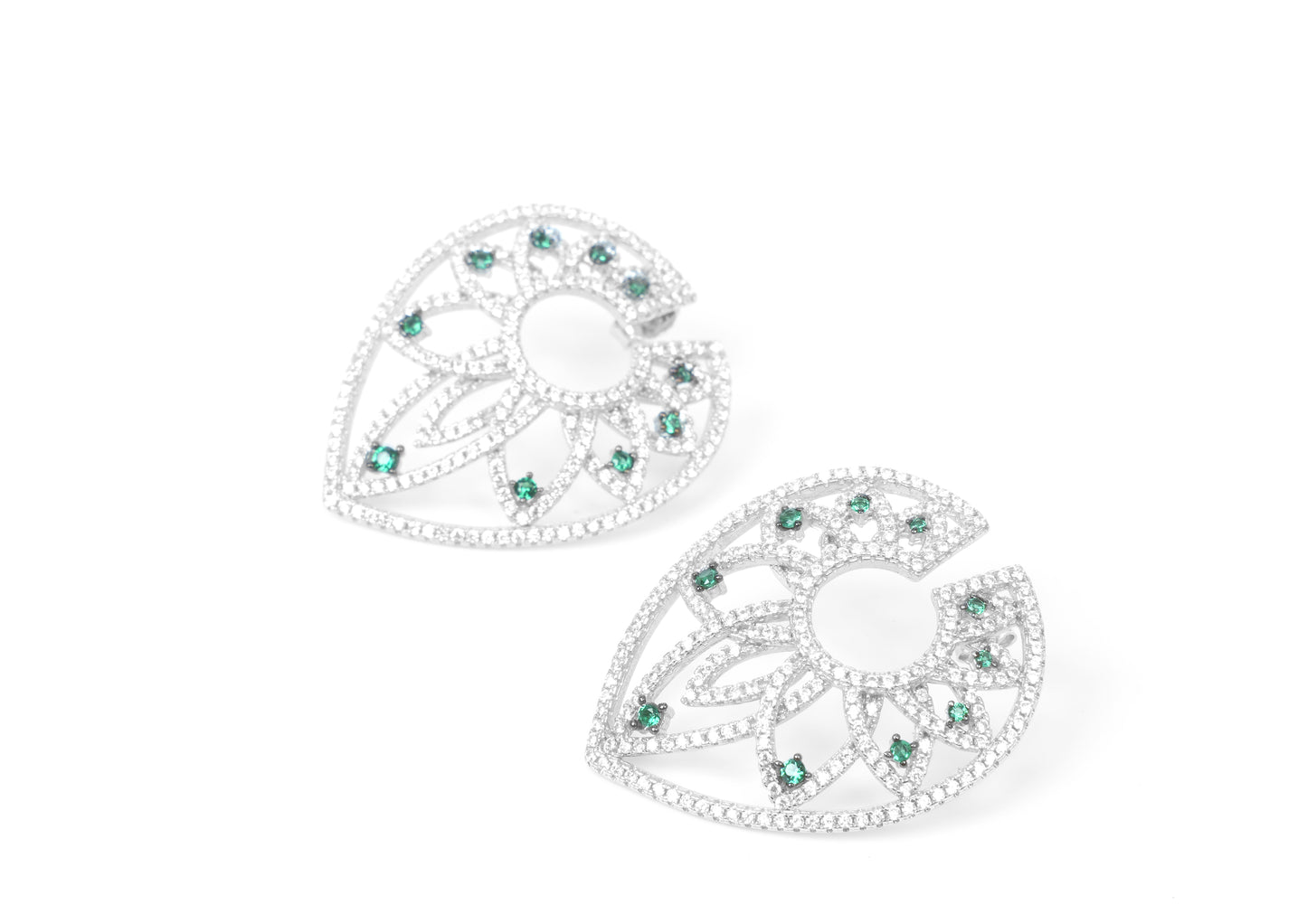 Emerald Bloom Silver Studs
