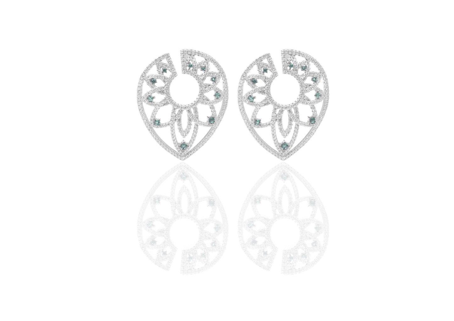 Emerald Bloom Silver Studs