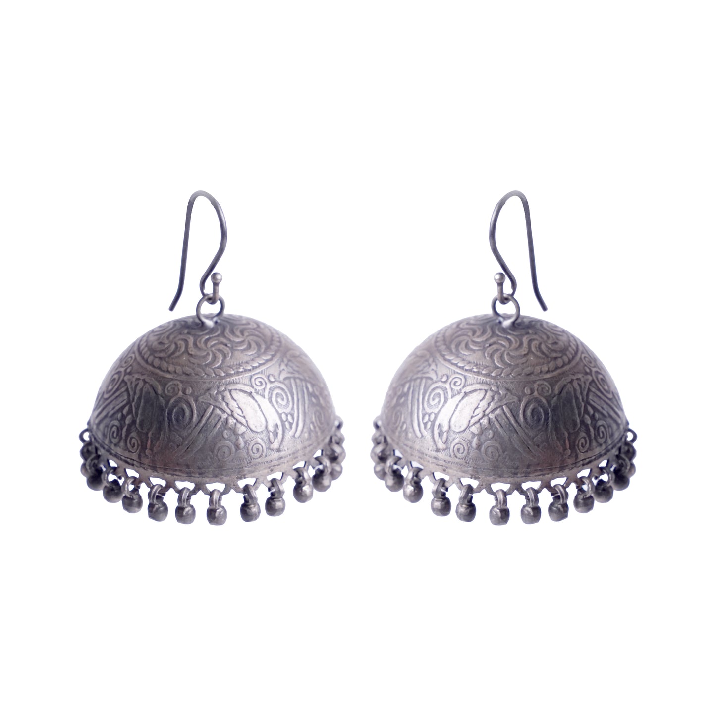 Tribal Engraved Dome Jhumkas