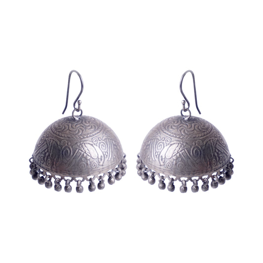 Tribal Engraved Dome Jhumkas