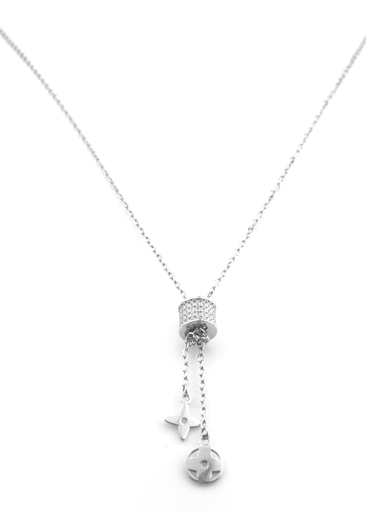 Sterling Silver Cylinder Drop Necklace