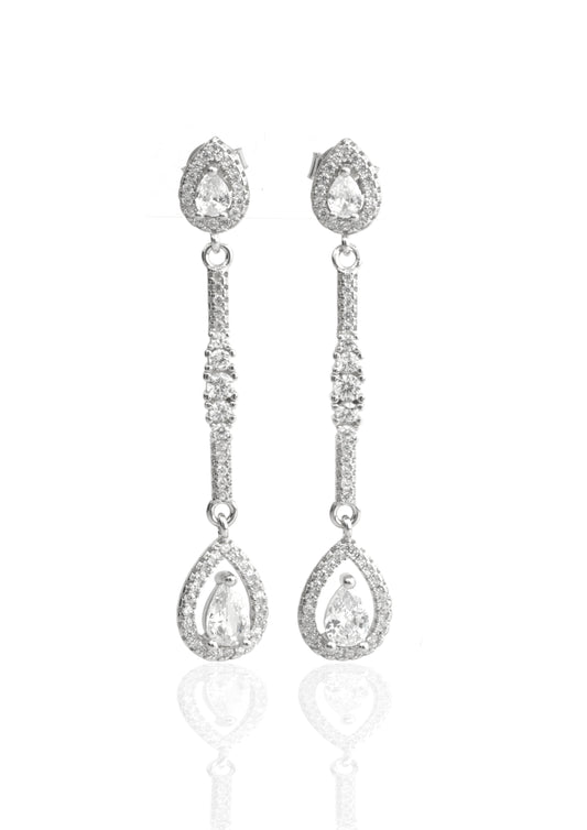 Silver Teardrop Dangle Earrings