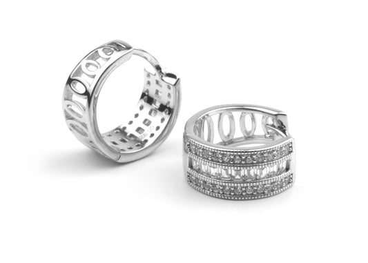 Sterling Silver Cubic Zirconia Hoop Earrings
