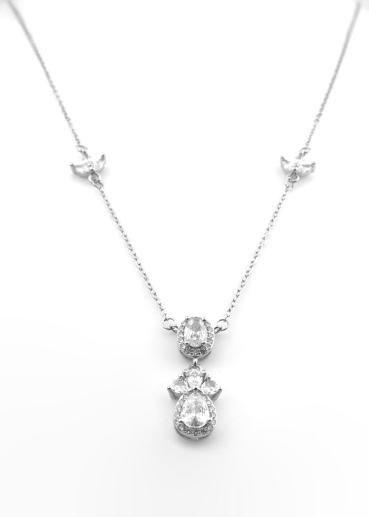 Silver Angel Wing Drop Necklace