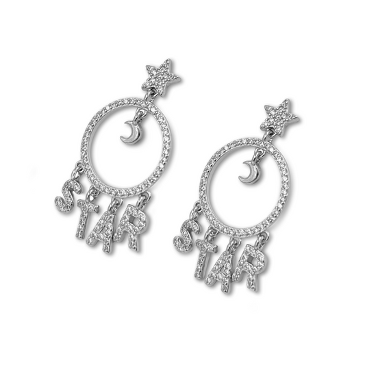 Celestial STAR Hoop Earrings β Moon & Star Charm