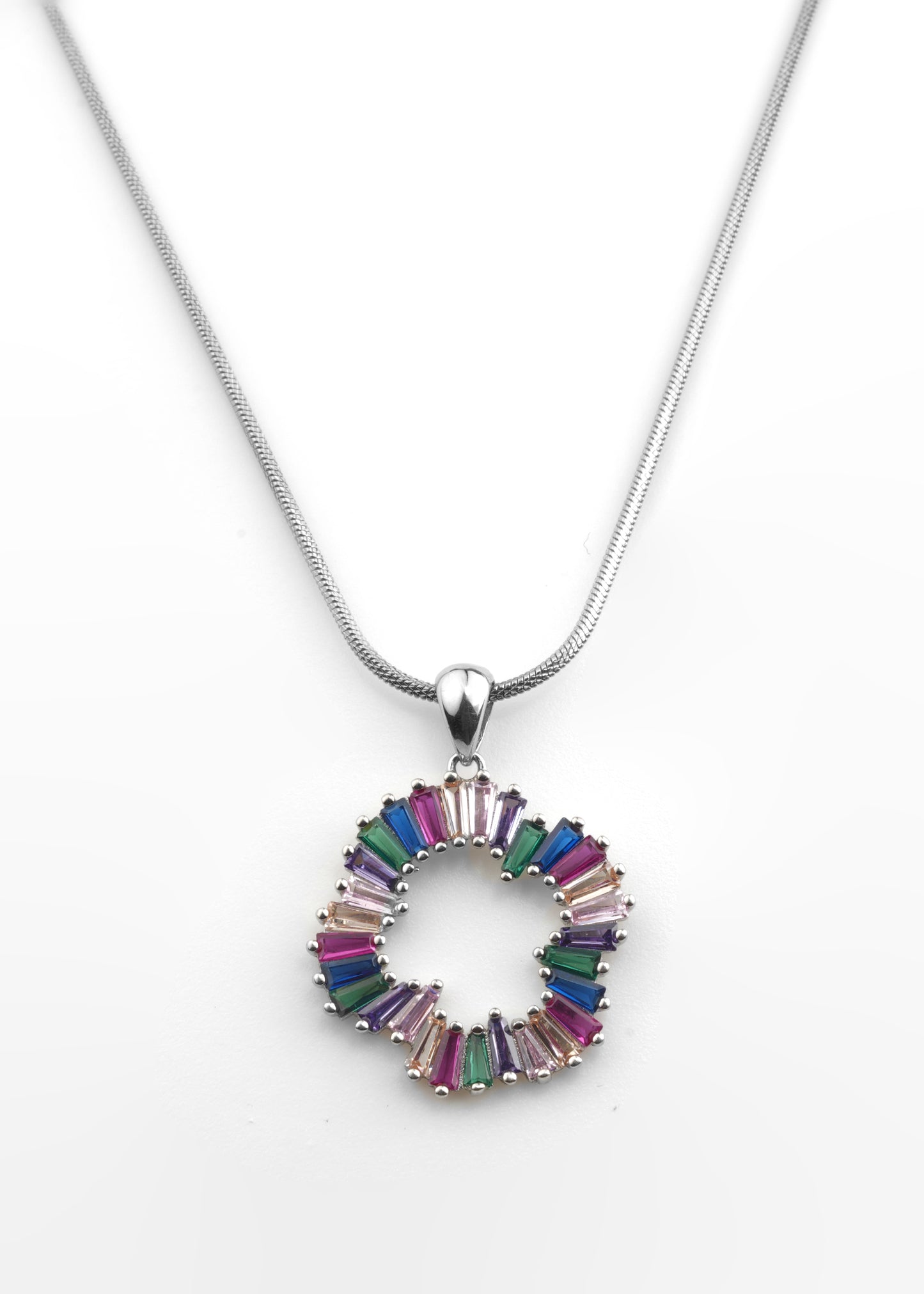 Silver Rainbow Circle Jewelry Set