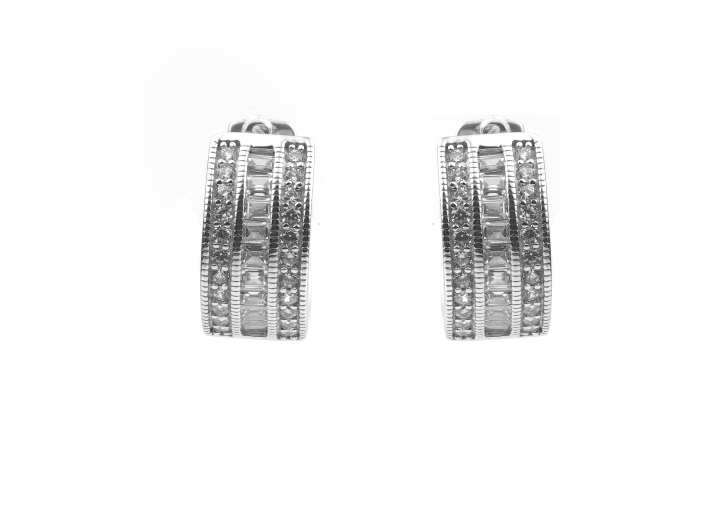 Sterling Silver Cubic Zirconia Hoop Earrings