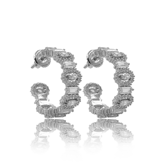Radiant Crystal-Studded Hoop Earrings