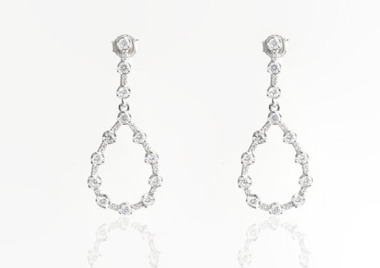 Silver Teardrop Outline Dangle Earrings