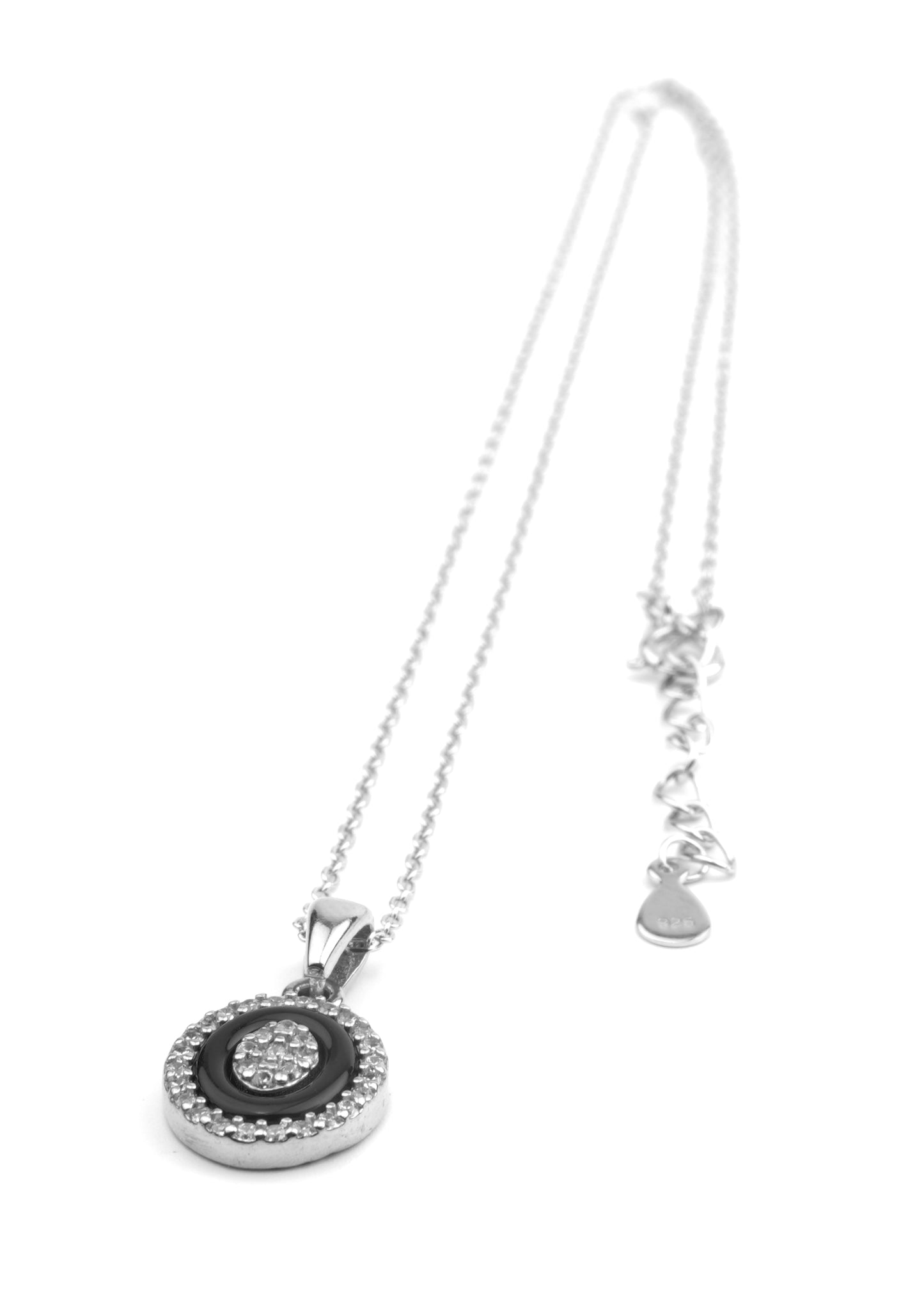 Sterling Silver Onyx Circle Necklace